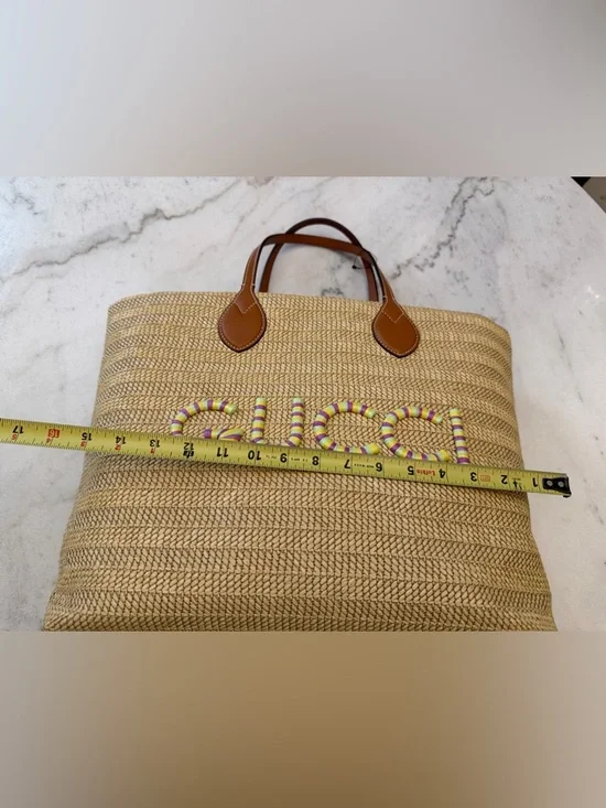Gucci Beige Straw Tote Bag with Leather Handles - Picture 7 of 13
